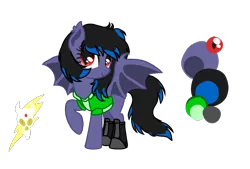 Size: 1596x1080 | Tagged: safe, artist:jvarts6112, derpibooru import, oc, oc:rouse black, unofficial characters only, bat pony, pony, armor, bisexual, black mane, color palette, cutie mark, doom, doom equestria, female, red eyes, simple background, solo, spread wings, transparent background, wings