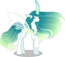 Size: 2121x1887 | Tagged: safe, artist:star-gaze-pony, derpibooru import, queen chrysalis, changedling, changeling, changedlingified, female, looking at you, one eye closed, purified chrysalis, raised hoof, simple background, solo, species swap, transparent background, wink