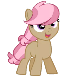 Size: 1000x1000 | Tagged: safe, artist:rubyg242, derpibooru import, oc, oc:cinnamon apple, earth pony, pony, female, filly, magical lesbian spawn, offspring, parent:babs seed, parent:silver spoon, simple background, solo, transparent background