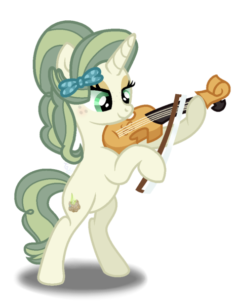 Size: 863x1101 | Tagged: safe, artist:purplepotato04, derpibooru import, oc, oc:diamond delight, pony, unicorn, bipedal, female, mare, musical instrument, offspring, parent:pistachio, parent:rarity, parents:raristachio, simple background, solo, transparent background, violin