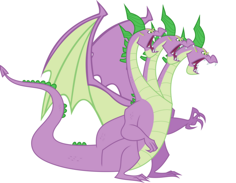 Size: 1024x793 | Tagged: artist:brutalityinc, derpibooru import, dragon, hydra, hydrafied, male, multiple heads, safe, simple background, solo, species swap, spike, spikezilla, three-headed dragon, three-headed spike, three heads, transparent background, winged spike, winged spikezilla