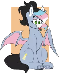 Size: 485x601 | Tagged: safe, artist:liefsong, derpibooru import, oc, oc:starskipper, unofficial characters only, bat pony, pony, food, fruit, ponytail, simple background, solo, strawberry, tongue out, transparent background