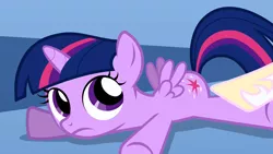 Size: 1280x720 | Tagged: safe, derpibooru import, edit, edited screencap, screencap, princess celestia, twilight sparkle, twilight sparkle (alicorn), alicorn, pony, the cutie mark chronicles, female, filly, filly twilight sparkle, look at my ass, pointing, solo focus, younger