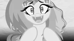 Size: 1920x1080 | Tagged: safe, artist:killme2paza, derpibooru import, fluttershy, twilight sparkle, bat pony, pony, unicorn, bat ponified, flutterbat, grayscale, happy, love, monochrome, race swap, smiling, unicorn twilight