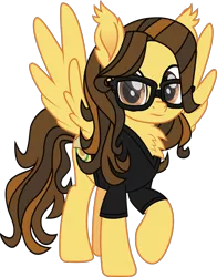 Size: 971x1236 | Tagged: safe, artist:lightningbolt, derpibooru import, ponified, pegasus, pony, .svg available, chest fluff, clothes, ear fluff, glasses, looking at you, male, movie accurate, raised hoof, shirt, simple background, solo, spread wings, stallion, standing, svg, t-shirt, the academy is..., transparent background, trap, vector, william beckett, wings