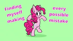 Size: 1920x1080 | Tagged: artist:tridashie, derpibooru import, distraction dance, don't dead open inside, editor:kopaleo, lyrics, mistake, mistakes were made, pinkie pie, safe, song reference, text, yael naim