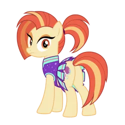 Size: 2500x2500 | Tagged: safe, artist:duskie-06, derpibooru import, shimmy shake, earth pony, pony, 2 4 6 greaaat, bottomless, butt, cheerleader, cheerleader outfit, clothes, cute, female, going commando, looking at you, looking back, mare, midriff, partial nudity, plot, rear view, simple background, skirt, solo, tanktop, transparent background