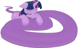 Size: 11339x7087 | Tagged: safe, artist:suspega, artist:tiwake, derpibooru import, twilight sparkle, lamia, original species, pony, unicorn, .svg available, absurd resolution, colored, cute, eyes closed, female, lamiafied, mare, onomatopoeia, simple background, sleeping, solo, sound effects, species swap, story included, tail pillow, transparent background, twiabetes, twilamia, twilight snakle, vector, wingless