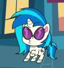 Size: 230x247 | Tagged: safe, derpibooru import, screencap, vinyl scratch, my little pony: pony life, whoof-dunnit, spoiler:pony life s01e22, spoiler:pony life s01e37, female, solo