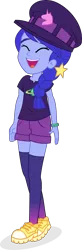 Size: 1454x4434 | Tagged: safe, artist:punzil504, derpibooru import, space camp (character), equestria girls, equestria girls series, five lines you need to stand in, spoiler:eqg series (season 2), absurd resolution, clothes, eyes closed, female, hat, open mouth, shirt, shoes, shorts, simple background, socks, solo, stockings, t-shirt, thigh highs, transparent background, wristband