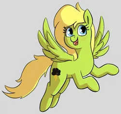Size: 1344x1262 | Tagged: safe, artist:heretichesh, derpibooru import, oc, oc:thunderstruck, unofficial characters only, pegasus, pony, blushing, female, mare, simple background, smiling, solo, wings