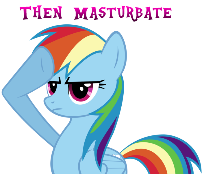 Size: 2000x1700 | Tagged: suggestive, derpibooru import, rainbow dash, pegasus, pony, caption, female, image macro, mare, meme, rainbow dash salutes, salute, simple background, solo, text, transparent background