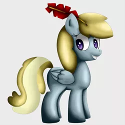 Size: 1026x1026 | Tagged: safe, artist:king-sombrero, derpibooru import, chirpy hooves, pegasus, pony, chirpabetes, cute, female, filly, foal, grin, happy, looking to side, quill, simple background, smiling, solo, standing, white background