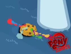 Size: 7569x5719 | Tagged: safe, artist:isaac_pony, derpibooru import, rainbow dash, pegasus, pony, undead, zombie, ambiguous gender, cookie, cookie zombie, food, grass, hooves, ink, my little pony logo, solo, spittle, vector