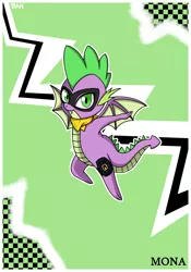 Size: 1542x2203 | Tagged: safe, artist:banquo0, derpibooru import, spike, dragon, art pack:my little persona ii, ascot, male, mask, morgana, persona, persona 5, phantom thief, phantom thieves, solo, winged spike