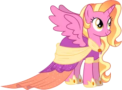 Size: 6394x4704 | Tagged: safe, artist:illumnious, derpibooru import, luster dawn, alicorn, pony, absurd resolution, alicornified, clothes, coronation dress, cute, dress, female, lusterbetes, lustercorn, mare, race swap, simple background, smiling, solo, transparent background
