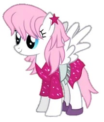 Size: 274x318 | Tagged: safe, artist:deepestclover80, derpibooru import, edit, edited screencap, screencap, pegasus, pony, scare master, background removed, blue eyes, clothes, costume, dress, female, gem glitter, glitter pony, jem, jem and the holograms, mare, outfit, pink mane, simple background, solo, transparent background, white coat