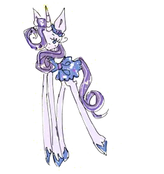 Size: 500x533 | Tagged: safe, artist:russianvore, derpibooru import, rarity, female, g5, long legs, one eye covered, rarity (g5), redesign, simple background, solo, sparkles, transparent background