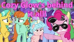 Size: 800x450 | Tagged: safe, derpibooru import, edit, edited screencap, screencap, cozy glow, pinkie pie, school raze, harry s. pinkett, mr. plinkett, plinkett, red letter media, star wars, text, text edit