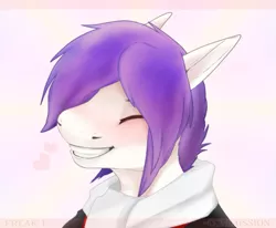 Size: 633x521 | Tagged: safe, artist:chao-xing, derpibooru import, oc, unofficial characters only, anthro, earth pony, pony, adorable face, clothes, colt, commission, cute, eyes closed, grin, happy, heart, love, male, scarf, simple background, smiling, solo, stallion