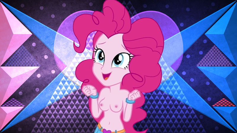 Size: 3840x2160 | Tagged: questionable, artist:laszlvfx, derpibooru import, edit, editor:ah96, pinkie pie, equestria girls, belly button, breasts, clothes, female, nipples, nudity, partial nudity, solo, solo female, topless, wallpaper, wallpaper edit