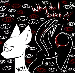 Size: 1550x1500 | Tagged: any gender, any species, artist:foxxo666, commission, darkness, demon, depressed, derpibooru import, existential crisis, eye, nihilism, sad, safe, vent art, ych example, your character here
