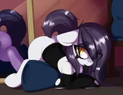 Size: 3456x2664 | Tagged: suggestive, artist:lockheart, derpibooru import, oc, oc:nunpone, unofficial characters only, pony, chair, clothes, cute, eye clipping through hair, eyebrows visible through hair, face down ass up, looking at you, mirror, nun, pillow, tongue out