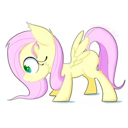 Size: 1440x1440 | Tagged: safe, artist:fajnyziomal, derpibooru import, fluttershy, pegasus, pony, cheek fluff, female, missing cutie mark, simple background, solo, white background