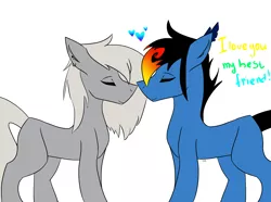 Size: 3000x2227 | Tagged: safe, artist:toptian, derpibooru import, oc, unofficial characters only, earth pony, pony, earth pony oc, eyes closed, gay, heart, male, simple background, solo, stallion, talking, white background