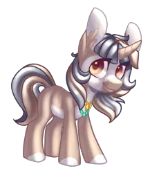 Size: 2305x2652 | Tagged: safe, artist:helemaranth, derpibooru import, oc, unofficial characters only, pony, unicorn, colored hooves, ear fluff, horn, jewelry, necklace, simple background, smiling, solo, transparent background, unicorn oc