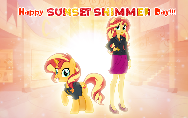 Size: 1280x807 | Tagged: safe, artist:andoanimalia, artist:ravecrocker, derpibooru import, sunset shimmer, pony, unicorn, equestria girls, canterlot high, female, mare, older sunset, principal shimmer, sunset shimmer day