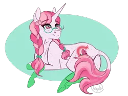 Size: 1600x1200 | Tagged: safe, artist:inyah, derpibooru import, oc, oc:lotus wishes, unofficial characters only, pony, unicorn, braid, freckles, glasses, horn, leonine tail, simple background, solo, transparent background, unicorn oc