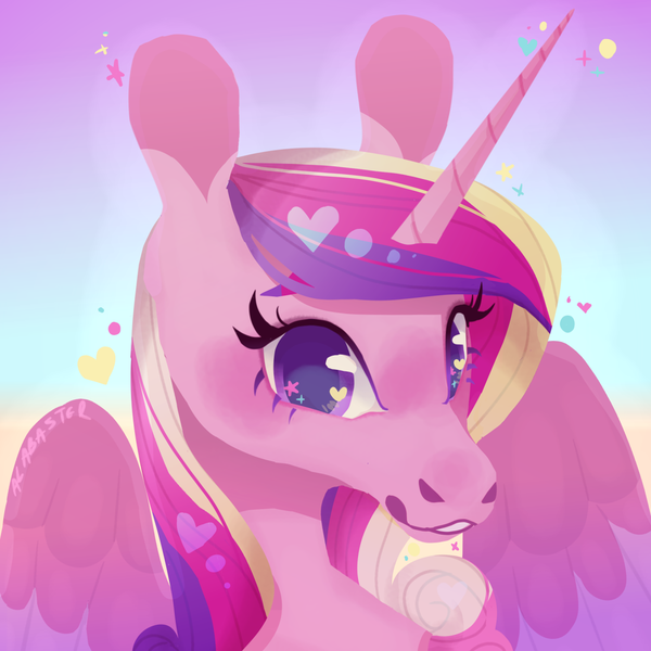 Size: 1280x1280 | Tagged: safe, artist:alabasterpeony, derpibooru import, princess cadance, alicorn, pony, cute, cutedance, female, heart, mare, no pupils, solo