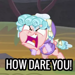 Size: 1080x1080 | Tagged: safe, derpibooru import, edit, edited screencap, screencap, cozy glow, frenemies (episode), angry, cozy glow is best facemaker, how dare you?, solo