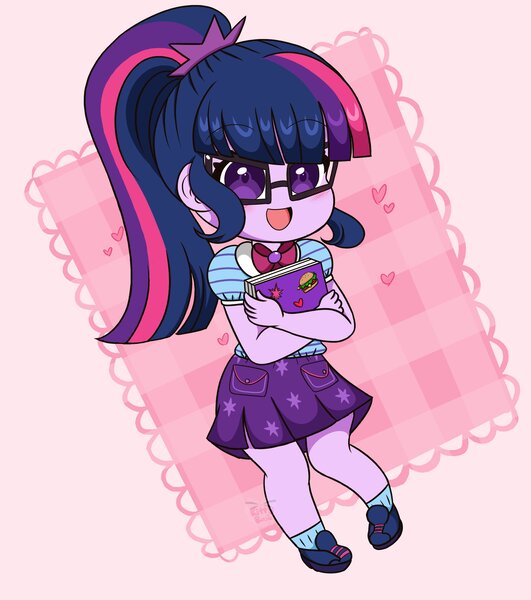 Size: 3100x3500 | Tagged: safe, artist:kittyrosie, derpibooru import, sci-twi, twilight sparkle, equestria girls, clothes, cute, digital art, female, glasses, smiling, solo, twiabetes