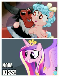 Size: 3106x4096 | Tagged: safe, derpibooru import, cozy glow, lord tirek, princess cadance, centaur, pegasus, frenemies (episode), cozirek, female, implied foalcon, male, princess of shipping, shipping, straight, underage