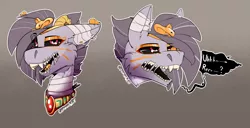 Size: 1600x816 | Tagged: safe, artist:conmanwolf, derpibooru import, oc, unofficial characters only, draconequus, bust, gradient background, mummy, portrait, solo