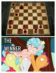 Size: 2522x3326 | Tagged: apple bloom, chess, chessboard, cozy glow, cutie mark crusaders, derpibooru import, edit, edited screencap, marks for effort, pwned, safe, scootaloo, screencap, sweetie belle