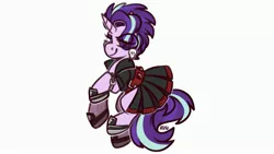 Size: 3555x2000 | Tagged: safe, artist:lrusu, derpibooru import, starlight glimmer, pony, unicorn, alternate hairstyle, clothes, dress, ear piercing, earring, edgelight glimmer, gameloft, glimmer goth, goth, jewelry, piercing, skull, smiling, smirk, solo