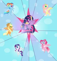 Size: 1280x1364 | Tagged: safe, artist:hate-love12, derpibooru import, applejack, fluttershy, pinkie pie, princess twilight 2.0, rainbow dash, rarity, twilight sparkle, twilight sparkle (alicorn), alicorn, pony, the last problem, alicorn six, alicornified, applecorn, fluttercorn, mane six, mane six alicorns, pinkiecorn, race swap, rainbowcorn, raricorn, stained glass, xk-class end-of-the-world scenario