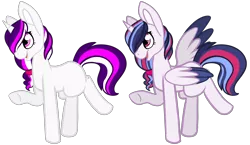 Size: 2184x1268 | Tagged: safe, artist:greyestgray, derpibooru import, oc, oc:infinity sparkle, alicorn, pony, unicorn, alternate design, magical lesbian spawn, offspring, parent:tempest shadow, parent:twilight sparkle, parents:tempestlight, simple background, solo, transparent background