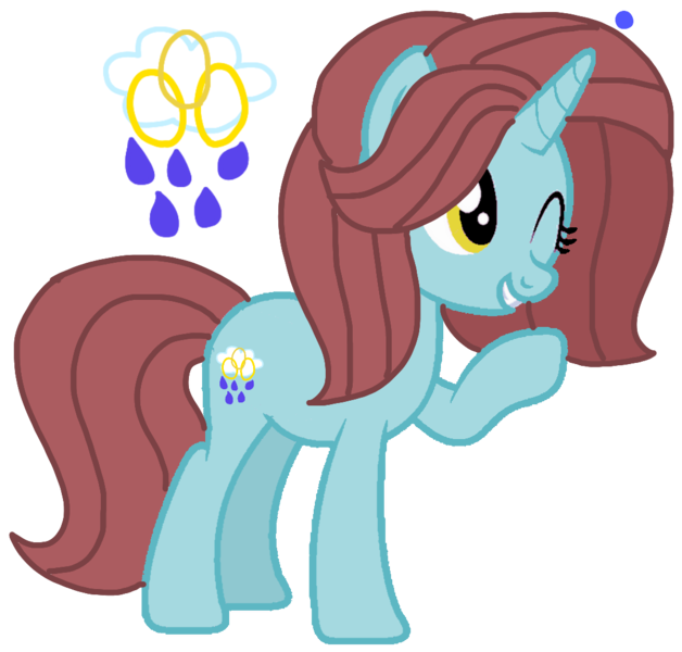Size: 1083x1035 | Tagged: safe, artist:徐詩珮, derpibooru import, oc, oc:sassy goldylinks, unofficial characters only, bubbleverse, offspring, one eye closed, parent:november rain, parent:peppermint goldylinks, parents:novemberlinks, raised hoof, simple background, smiling, solo, transparent background, wink
