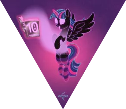 Size: 2309x2000 | Tagged: safe, artist:crystalightrocket, derpibooru import, twilight sparkle, twilight sparkle (alicorn), alicorn, pony, 10, anniversary, book, clothes, ethereal mane, female, glow, glowing eyes, glowing horn, glowing mane, happy birthday mlp:fim, horn, magic, magic aura, mare, mlp fim's tenth anniversary, open mouth, simple background, socks, solo, space, spread wings, stars, striped socks, that pony sure does love books, transparent background, triangle, wings