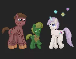 Size: 960x750 | Tagged: safe, artist:silent pone, derpibooru import, oc, oc:brimstone blitz, oc:glimmerlight, oc:murky, earth pony, pegasus, pony, unicorn, fallout equestria, fallout equestria: murky number seven, clothes, fanfic art, female, glowing horn, horn, levitation, magic, male, mare, memory orb, pixel art, scar, simple background, stallion, telekinesis