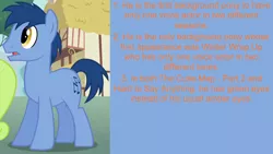 Size: 1920x1080 | Tagged: safe, derpibooru import, edit, edited screencap, editor:jaredking203, screencap, blues, noteworthy, earth pony, pony, magic duel, facts, male, stallion