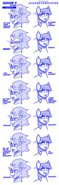 Size: 800x2513 | Tagged: safe, artist:jcosneverexisted, derpibooru import, king sombra, twilight sparkle, pony, unicorn, the beginning of the end, dialogue, female, male, meet the robinsons, mind control, parody, season 9 doodles, text