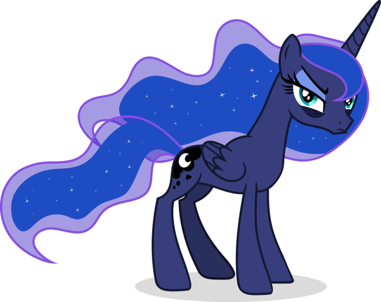 Size: 4783x3797 | Tagged: safe, artist:pumpkinpieforlife, derpibooru import, edit, editor:slayerbvc, princess luna, alicorn, pony, a royal problem, absurd resolution, accessory-less edit, angry, bags under eyes, barehoof, female, grumpy, mare, missing accessory, show accurate, simple background, solo, transparent background, vector