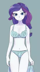Size: 1199x2160 | Tagged: suggestive, artist:haibaratomoe, derpibooru import, rarity, equestria girls, adorasexy, belly button, blue underwear, bra, breasts, busty rarity, clothes, cute, e-cup bra, female, lingerarity, lingerie, looking at you, panties, raribetes, raripanty, sexy, solo, solo female, stupid sexy rarity, underwear, undressing