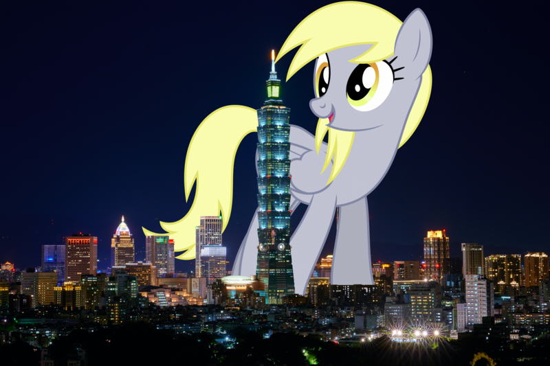 Size: 3300x2200 | Tagged: safe, artist:dashiesparkle edit, artist:timo volz, derpibooru import, edit, editor:jaredking203, vector edit, derpy hooves, pegasus, pony, building, city, derpyzilla, female, giant derpy hooves, giant pegasus, giant pony, giantess, highrise ponies, irl, macro, mare, mega giant, photo, ponies in real life, skyline, taipei, taiwan, vector