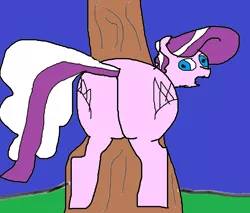 Size: 1582x1350 | Tagged: 1000 hours in ms paint, artist:coltfan97, butt, derpibooru import, diamond buttiara, diamond tiara, rear view, stuck, suggestive, tree